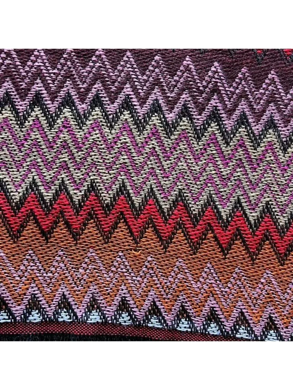 Missoni Italian Scarf Red Purple Zigzag Geometric Boho Wool Blend Chic Elegant